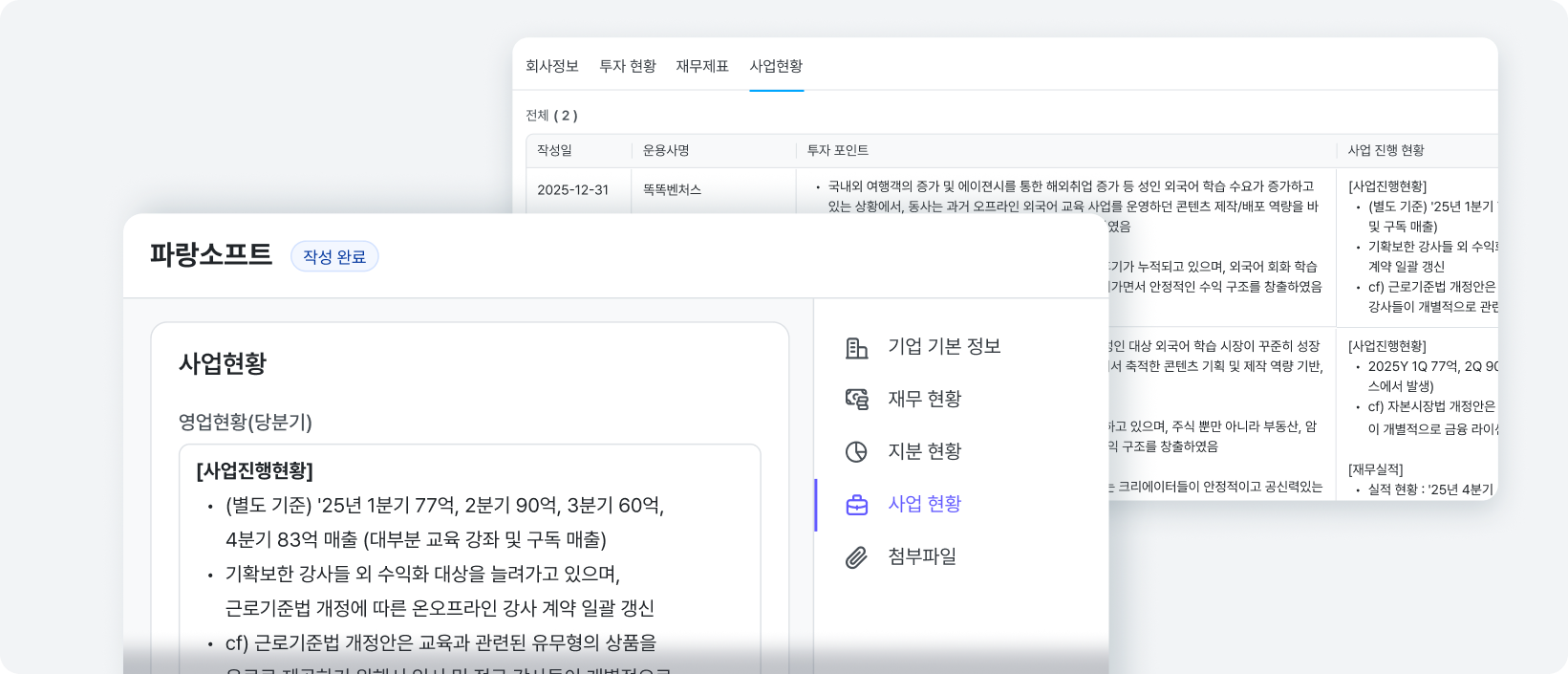 사업 현황과 투자 포인트 확인